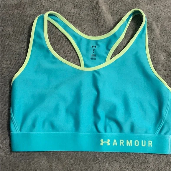 🦋Bundle 3 for $15 Under Armour Blue/Green Sports Bra Moisture-Wicking Racerback - Picture 1 of 3